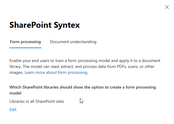 Imagen 18.- SharePoint Syntex features.