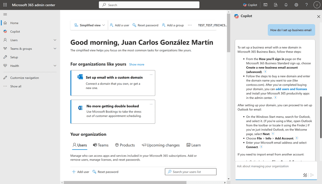 Imagen 4.- Caso de uso "How do I..." con Copilot para administrar Microsoft 365.