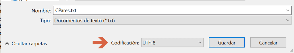 Imagen 11.- Guardando el archivo como UTF-8.