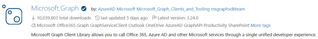 Imagen 1.- Microsoft Graph .NET SDKs.