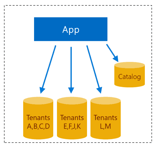 Imagen 3.- Patrón de App multi-tenant con BDs multi-tenant.