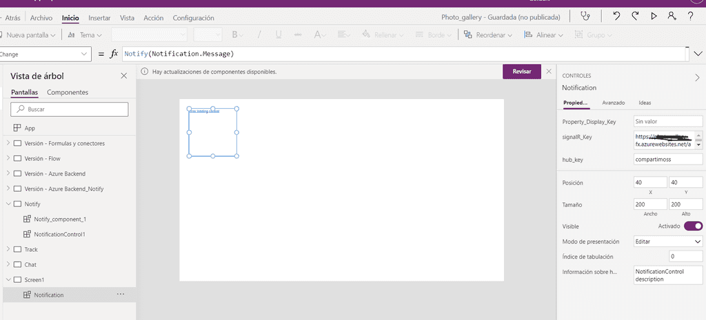 Imagen 12.- Configurando el componente.