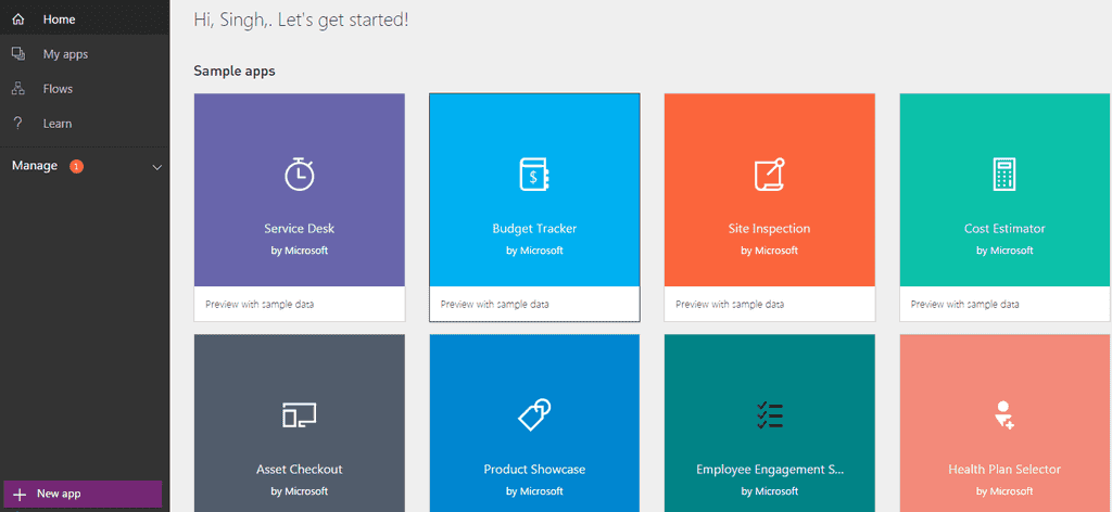 Figure 2.- PowerApps Portal.