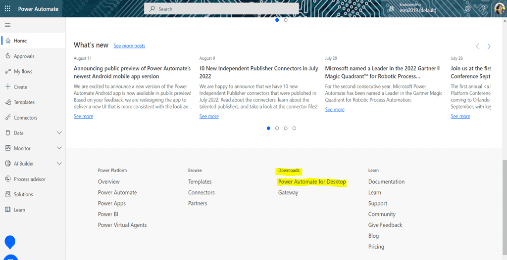 Imagen 4.- Acceso a la descarga del cliente de Power Automate Desktop.