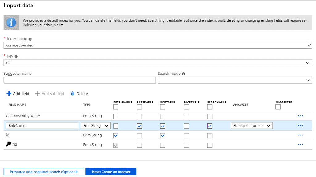 Imagen 2.- Validación del servicio de Azure Search.