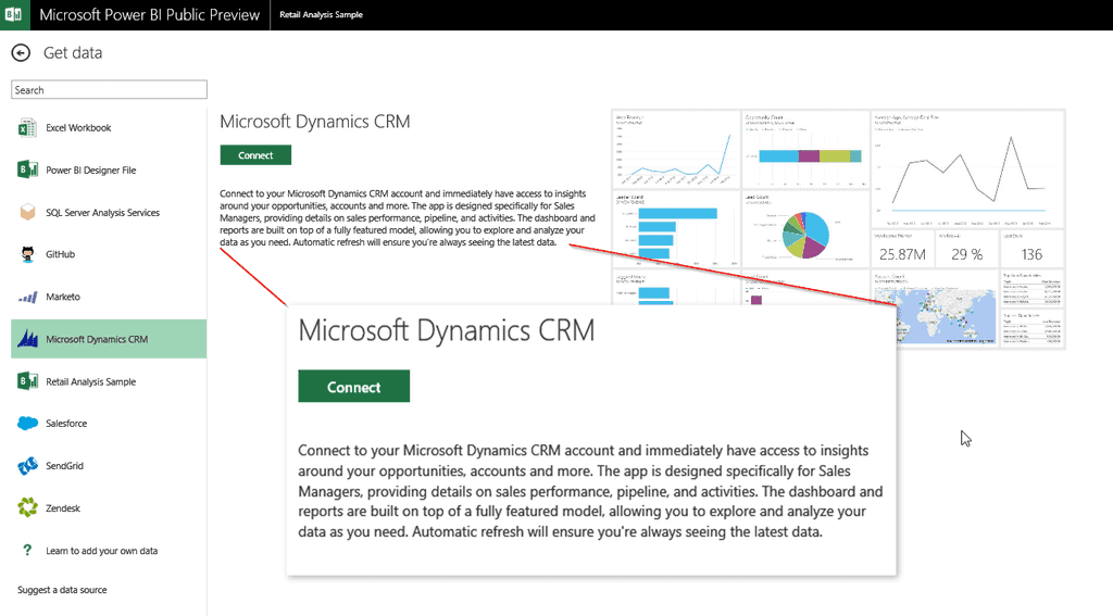 Imagen 4.- Conexiones pre-definidas en Power BI.