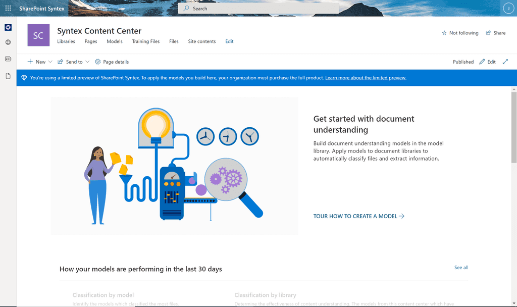 Imagen 2.- Sitio creado con la plantilla de Syntex Content center.