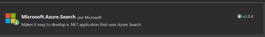 Imagen 1.- Paquete Microsft.Azure.Search-