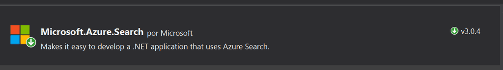 Imagen 9.- Paquetes necesarios para Azure Search.
