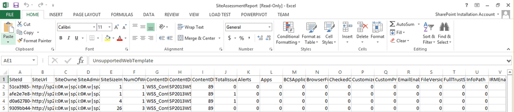 Imagen 5.- Informe SiteAssesmentReport.csv.