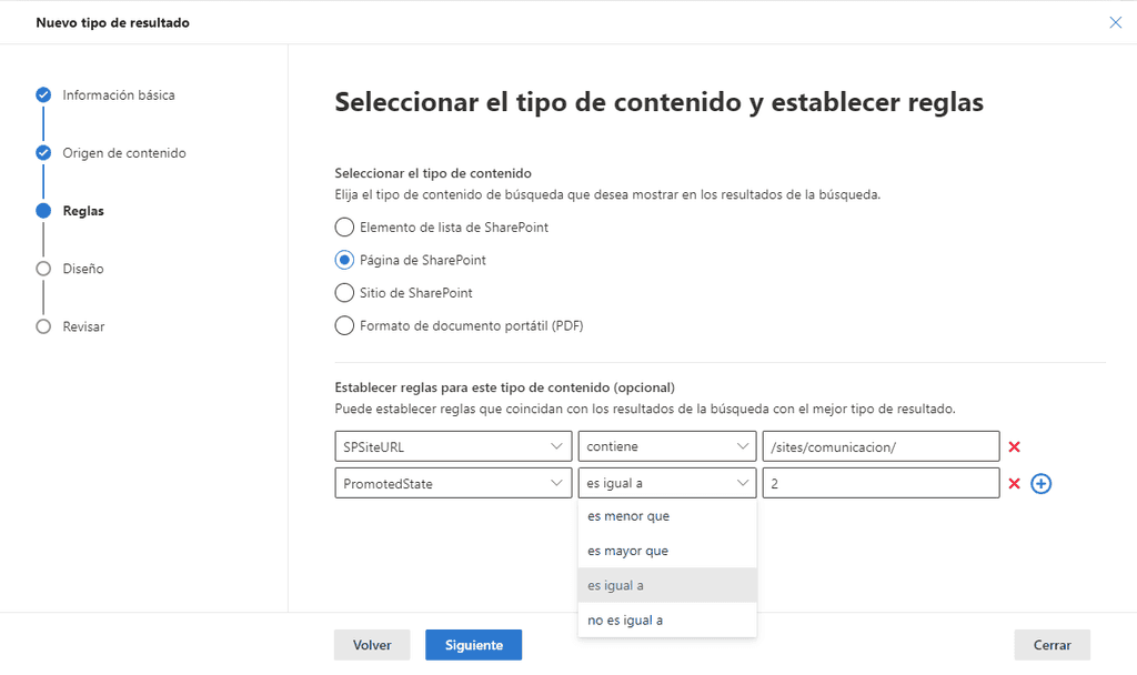 Imagen 4.- Configuración de "Reglas".