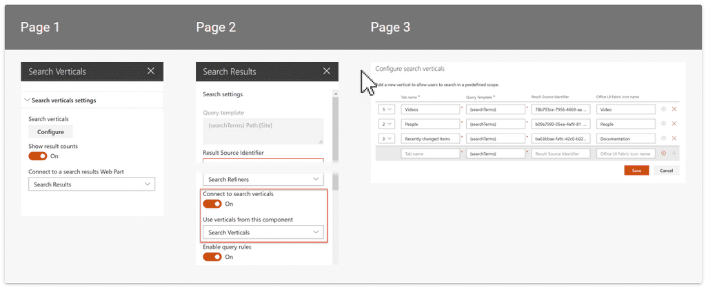 Imagen 10.- WebPart de Search Verticals.