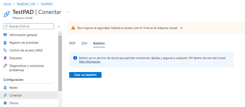 Imagen 18.- Acceso a Azure Bastion.
