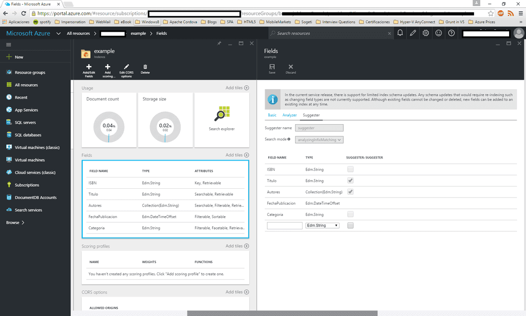 Imagen 5.- la configuración del suggester en el portal.