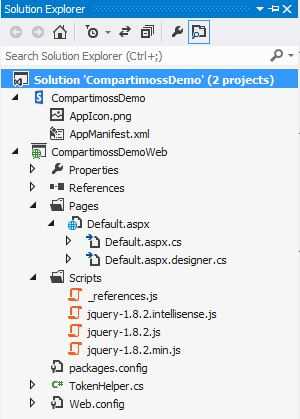 Imagen 9.- Estructura del Proyecto en Visual Studio.