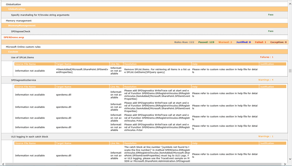 Imagen 7.- Resultados detallados del análisis de MSOCAF en formato “Browser”.