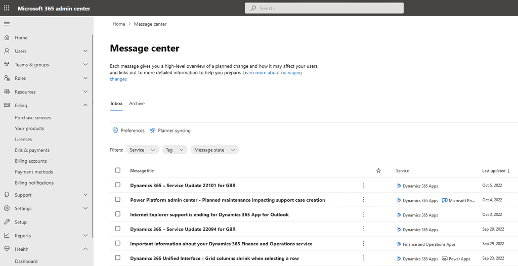 Imagen 1 - Lista de notificaciones y mensajes