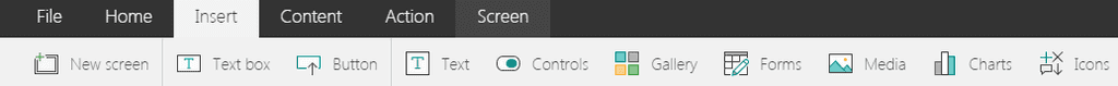 Image 12.- Controls available for building an App in PowerApps.