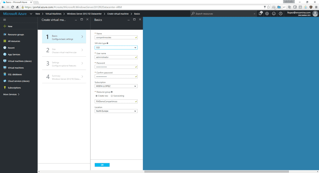 Imagen 2.- Creación de máquina ARM en Azure