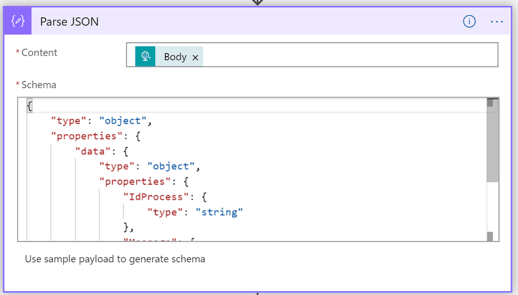 Imagen 8.- Parse JSON Logic App.