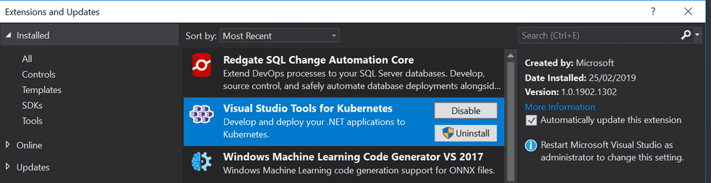 Imagen 8.- Tools Kubernetes VS.