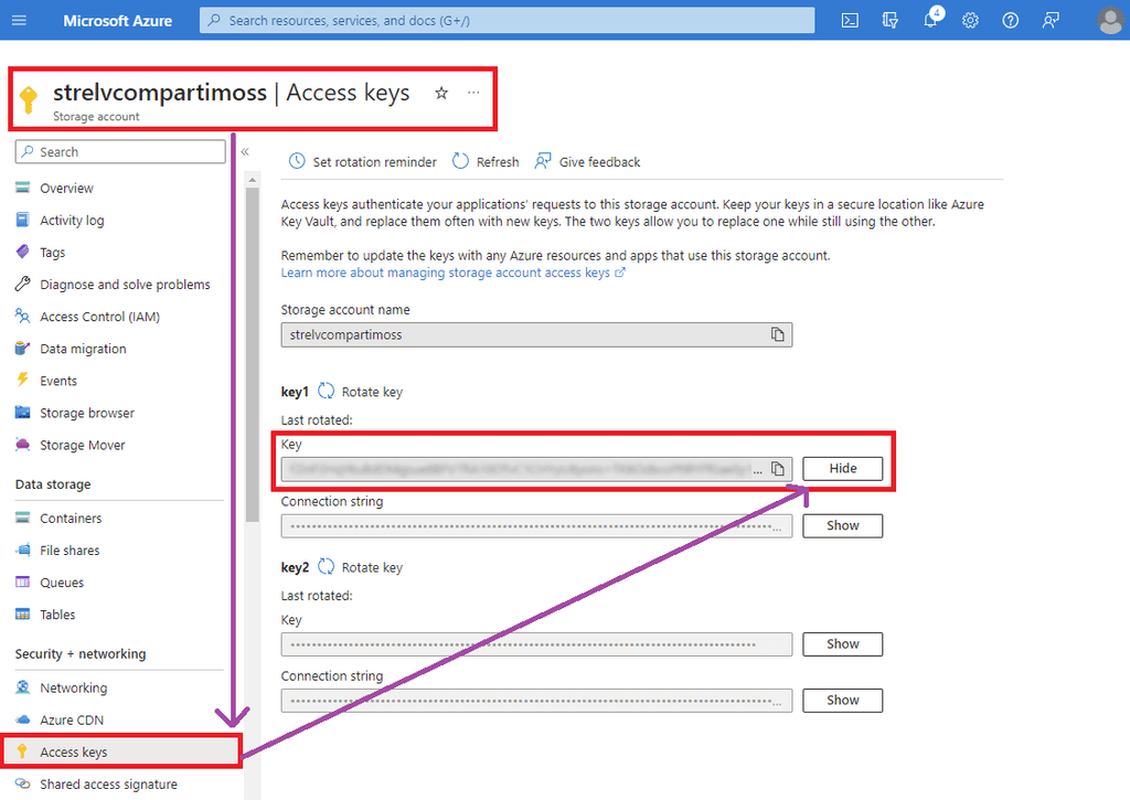 Imagen 12.- Configuración del Azure Files en el Azure Container Environment.