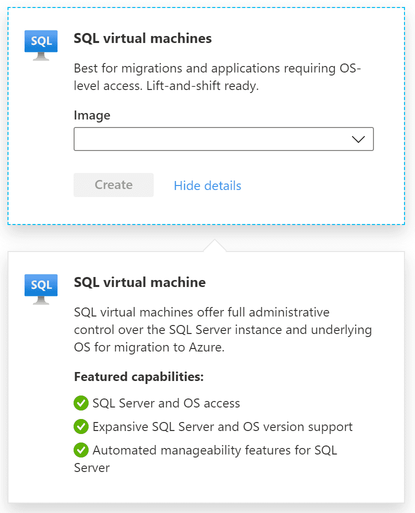 Imagen 1.- SQL Server Virtual Machines en Azure.