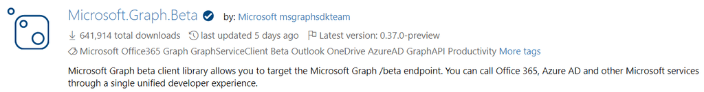 Imagen 1.- Microsoft Graph .NET SDKs.