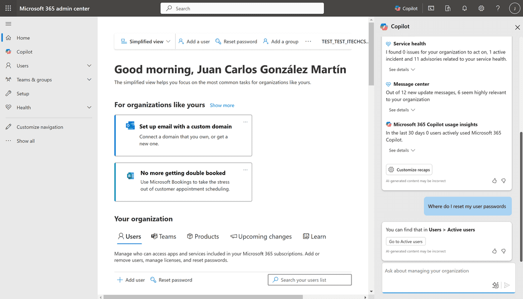 Imagen 3.- Caso de uso "Where do I..." con Copilot para administrar Microsoft 365.