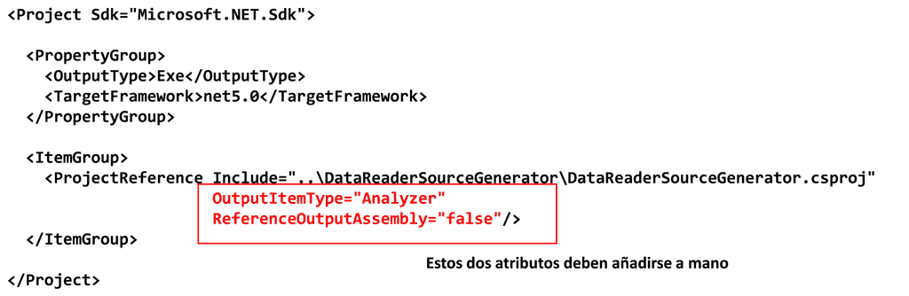 Imagen 6.- Modificación de la referencia añadida al Source Generator desde el proyecto que la usa