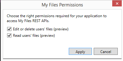 Imagen 4.- Permisos sobre las API's de My Files.