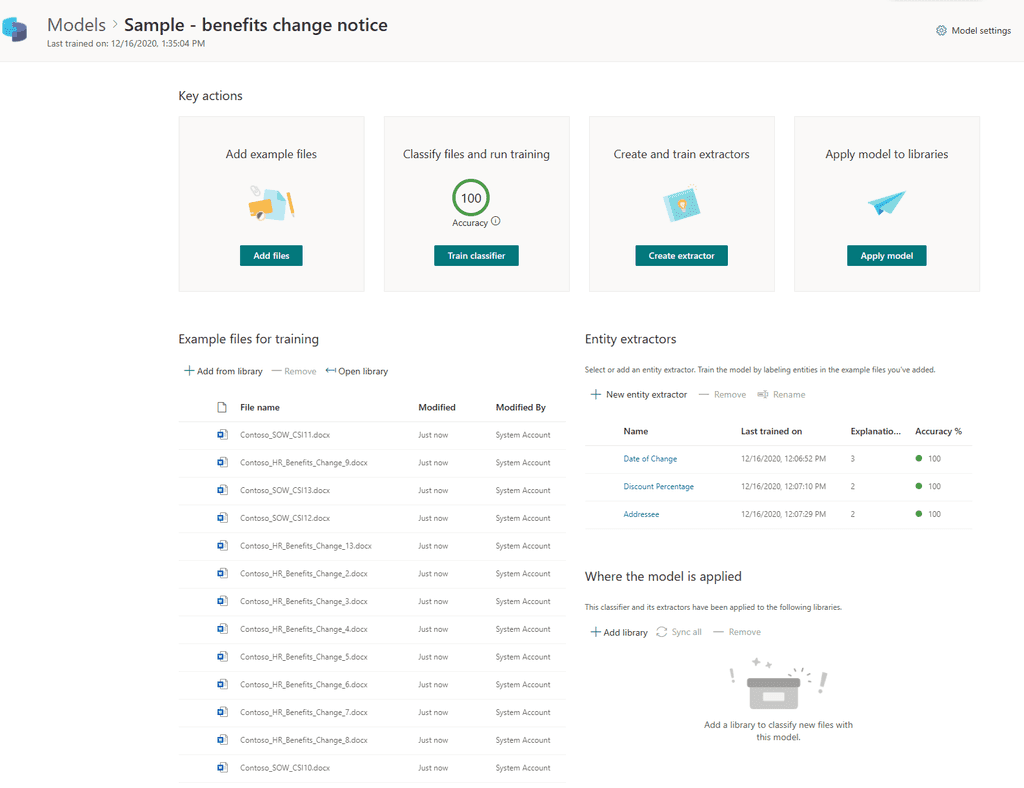 Imagen 19.- Ejemplo de Modelo de SharePoint Syntex.