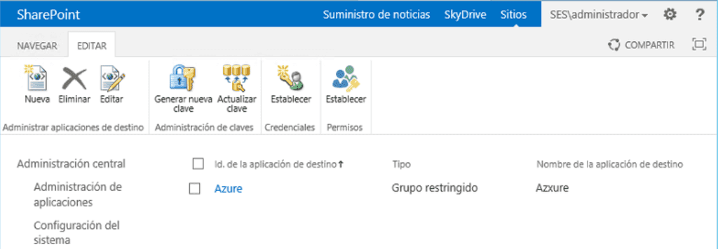 Imagen 11.- Servicio de Almacenamiento Seguro de SharePoint.