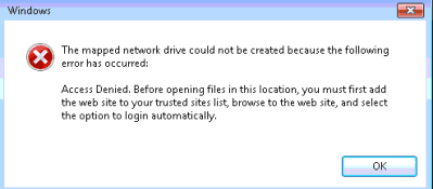 Imagen 7.- Otro posible error en el mapeo de OneDrive para Empresas.