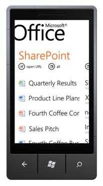 El hub de Office de Windows Phone permite acceder a nuestros documentos.