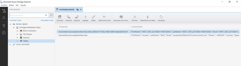 Imagen 1.- Azure Storage Explorer.