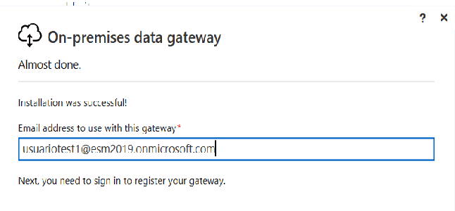 Imagen 11.- E-Mail a utilizar para Gateway local.