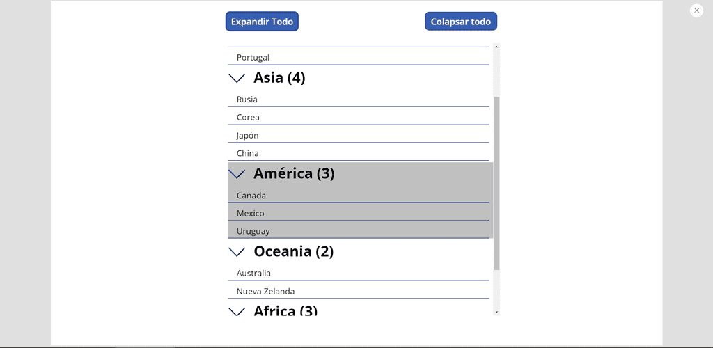 Imagen 21.- Visualización de los países por Continente.