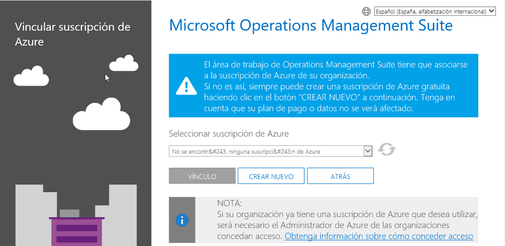 Imagen 3.- Creación de la suscripción de Azure para OMS.