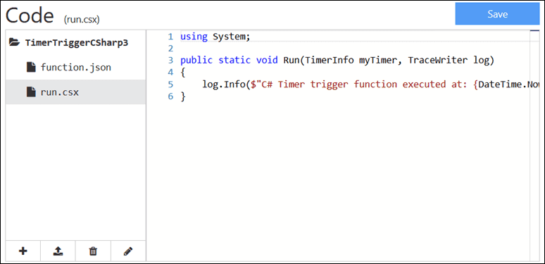 Imagen 5.- Explorador de archivos para las Azure Functions.
