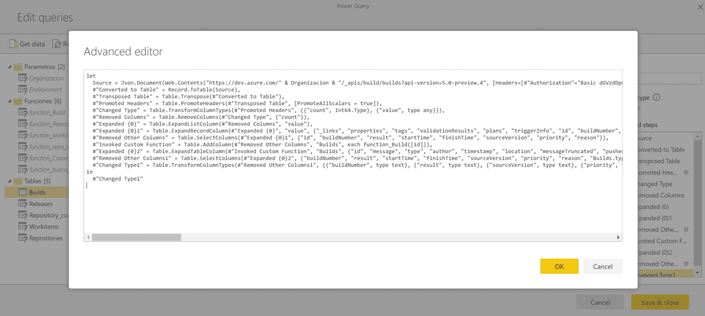 Imagen 8.- Editor avanzado de Power Query.
