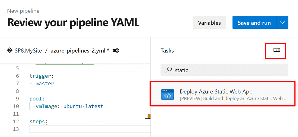 Imagen 20 - Tarea para despliegue en Azure Static Web App